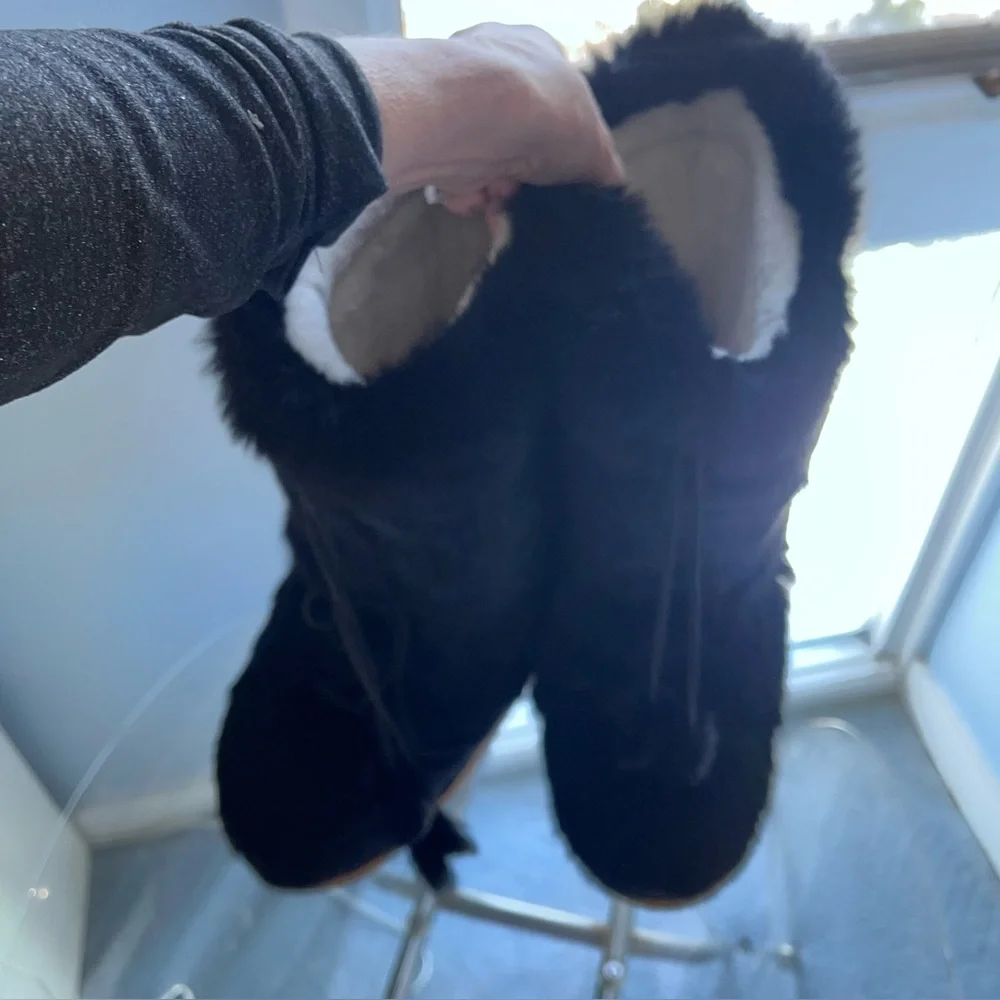 Bogner Black Rabbit Fur Winter Boots 9/10